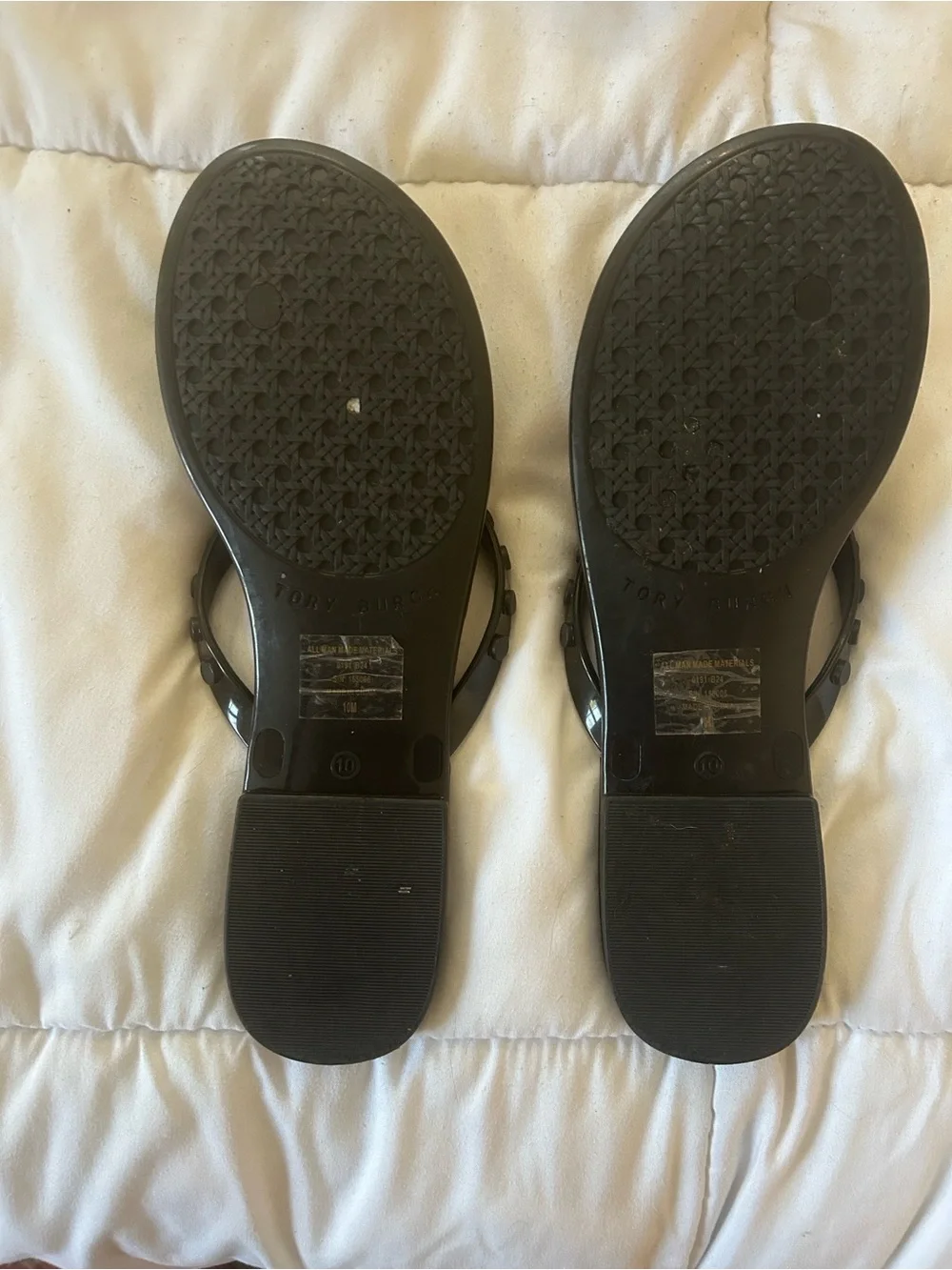 Tory Burch Black Logo Jelly Flip Flops - size 9.5